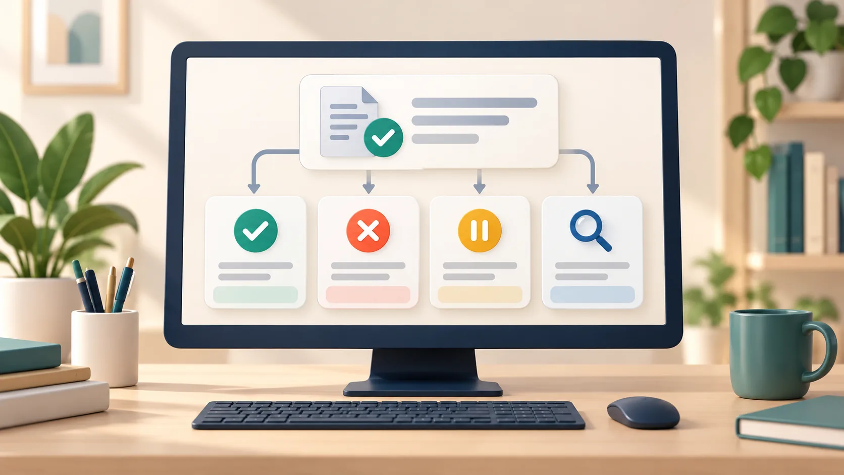 A test workspace showing approval, denial, waiting and record inspection scenarios.