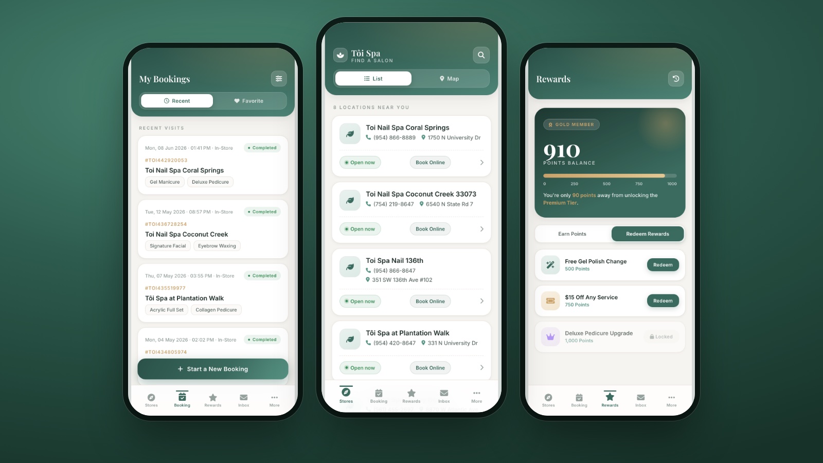 Salon Booking & Rewards App Prototype (Toi Nail Spa)